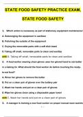 State food safety Practice exam, State Food Safety | Questions with 100% Correct Answers | Verified | Latest Update