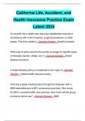 California Life, Accident, and Health Insurance Practice Exam Latest 2024 