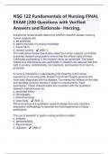 NSG 122 Fundamentals of Nursing FINAL EXAM &vert;200 Questions with Verified Answers and Rationale &vert; Latest 2024&sol;2025 - Herzing University