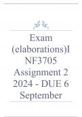Exam (elaborations) INF3705 Assignment 2 2024 - DUE 6 September 2024 •	Course •	Advanced Systems Development - INF3705 (INF3705) •	Institution •	University Of South Africa •	Book •	Advanced Systems Thinking, Engineering, and Management INF3705 Assignment 