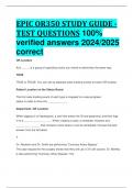EPIC OR350 STUDY GUIDE - TEST QUESTIONS 100&percnt; verified answers 2024&sol;2025 correct