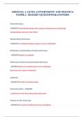 EDEXCEL A LEVEL GOVERNMENT AND POLITICS PAPER 1- 2024&sol;2025 &lpar;QUESTIONS&ANSWERS