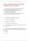 HESI A2 GRAMMAR EXAM QUESTIONS AND ANSWERS I ALREADY GRADED A+ UPDATED 2024