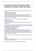 Urinalysis & Body Fluids Exam 2024 Questions & Answers 100&percnt; Accurate&excl;