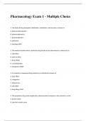 Pharmacology Exam 1 - Multiple Choice Questions and Answers 2024 Latest edition