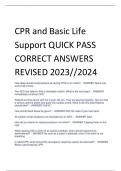 CPR and Basic Life  Support QUICK PASS  CORRECT ANSWERS  REVISED 2023&sol;&sol;2024
