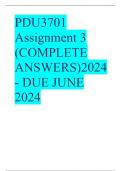 PDU3701 Assignment 3 (COMPLETE ANSWERS)2024 - DUE JUNE 2024