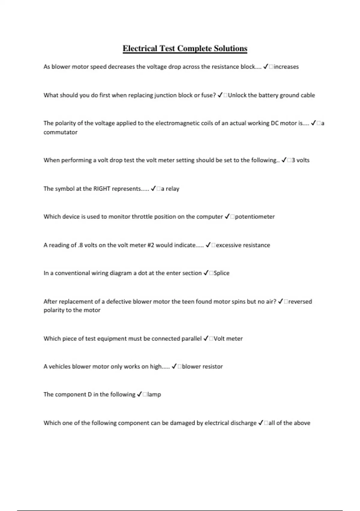 Electrical Test Complete Solutions - Electrical - Stuvia US