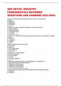 NRF RETAIL INDUSTRY FUNDAMENTALS REVIEWED QUESTIONS AND ANSWERS 2023-2024 NRF RETAIL INDUSTRY FUNDAMENTALS REVIEWED QUESTIONS AND ANSWERS 2023-2024 