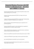 Integrated Business Processes with ERP  Systems Certification Exam Questions  and CORRECT Answers