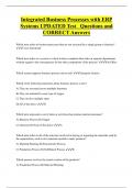 Integrated Business Processes with ERP  Systems UPDATED Test Questions and  CORRECT Answers