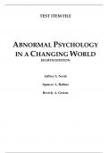 Test Bank For Abnormal Psychology in a Changing World 8th Edition  Nevid Rathus Greene
