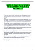 NUR 265 EXAM 3 QUESTIONS WITH CORRECT ANSWERS GRADED A+