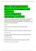 BMAL 590 Quantitative Research Techniques and Statistics 100%VERIFIED  ANSWERS 2024/2025