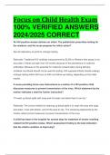 Focus on Child Health Exam 100% VERIFIED ANSWERS  2024/2025 CORRECT ALREADY PASSED