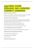 CNA FINAL EXAM  2024/2025 100% VERIFIED CORRECT ANSWERS