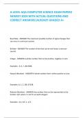 A-LEVEL AQA COMPUTER SCIENCE EXAM PAPER2 NEWEST 2024 WITH ACTUAL QUESTIONS AND CORRECT ANSWERS|ALREADY GRADED A+