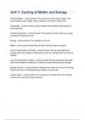 Unit 7&lowbar; Cycling of Matter and Energy