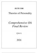 (WGU D564) HLTH 3500 THEORIES OF PERSONALITY COMPREHENSIVE OA FINAL REVIEW 2024
