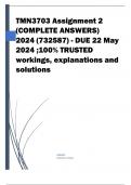 TMN3703 Assignment 2 (COMPLETE ANSWERS) 2024 (732587) - DUE 22 May 2024 ;100% TRUSTED workings, explanations and solutions. ............ QUESTION 1 Choose a lesson topic from the life skills curriculum and clearly state the objectives of a one-hour lesson