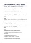 Study Guide Ins TX - LAH05 - General Lines - Life, Accident, and Health