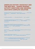 AMERICAN HISTORY: ROOSEVELT AND THE NEW DEAL - GUIDED READING ACTIVITY QUESTIONS AND ANSWERS 2024 WITH COMPLETE SOLUTION