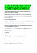 KEY BOOKKEEPING TASKS, LOSS IN BUSINESS, AND REPORT ACTIVITY EXAM QUESTIONS AND ANSWERS