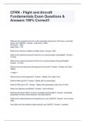 CFRN - Flight and Aircraft Fundamentals Exam Questions & Answers 100% Correct!!