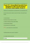 Praxis 5311 Library Media Specialist Exam  &vert; Questions & 100&percnt; Correct Answers  &lpar;Verified&rpar; &vert; Latest Update &vert; Grade A&plus;