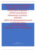 Exam (elaborations) SJD1501 Assignment 7 (QUALITY ANSWERS) Semester 1 2024 •	Course •	Social Dimensions of Justice - SJD1501 (SJD1501) •	Institution •	University Of South Africa (Unisa) •	Book •	Social Dimensions of Law and Justice This document contains 
