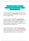 PA Notary Exam | Practice Questions and Answers Latest 2024 Graded A+ 