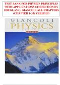 TEST BANK FOR PHYSICS PRINCIPLES WITH APPLICATIONS 6TH EDITION BY DOUGLAS C. GIANCOLI ALL CHAPTERS (CHAPTER 1-33) VERIFIED .9780136073024