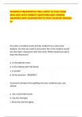 NURSING FUNDAMENTAL FINAL LATEST ACTUAL EXAM  2024-2025 WITH CORRECT QUESTIONS AND VERIFIED  ANSWERS&vert;100&percnt; GUARANTEED TO PASS&excl;&vert;ALREADY GRADED  A&plus;