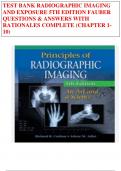 TEST BANK RADIOGRAPHIC IMAGING  AND EXPOSURE 5TH EDITION FAUBER  QUESTIONS & ANSWERS WITH RATIONALES COMPLETE (CHAPTER 1- 10)