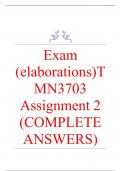 Exam (elaborations) TMN3703 Assignment 2 (COMPLETE ANSWERS) 2024 (732587) - DUE 22 May 2024 •	Course •	Teaching Life Skills - TMN3703 (TMN3703) •	Institution •	University Of South Africa (Unisa) •	Book •	Life skills TMN3703 Assignment 2 (COMPLETE ANSWERS)