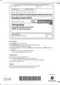 Pearson Edexcel A-Level Geography  Advanced  Level UNIT 3: Contested Planet May  2023 Authentic Marking Scheme Attached