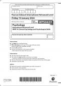 Pearson Edexcel A-Level Psychology  Advanced Subsidiary UNIT 2: Biological Psychology, Learning Theories and  Development January 2024  Authentic Marking Scheme Attached