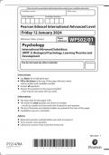 Pearson Edexcel A-Level Psychology Advanced Level UNIT 3: Applications of Psychology  January 2024  Authentic Marking Scheme Attached