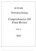(WGU D574) HLTH 4360 NEUROPSYCHOLOGY COMPREHENSIVE OA FINAL REVIEW 2024