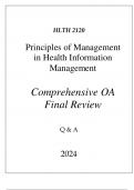 (WGU D256) HLTH 2120 PRINCIPLES OF MANAGEMENT IN HEALTH INFORMATION EXAM