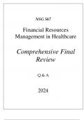 (UOPX) NSG 567 FINANCIAL RESOURCES MANAGEMENT IN HEALTHCARE COMPREHENSIV EXAM