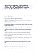 Ohio State Board of Cosmetology Written Test (Paul Mitchell Practice Exams)  Questions & Answers!!
