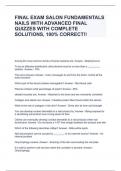 FINAL EXAM SALON FUNDAMENTALS NAILS WITH ADVANCED FINAL QUIZZES WITH COMPLETE SOLUTIONS&comma; 100&percnt; CORRECT&excl;&excl;
