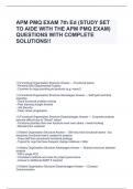 APM PMQ EXAM 7th Ed (STUDY SET TO AIDE WITH THE APM PMQ EXAM) QUESTIONS WITH COMPLETE SOLUTIONS!!