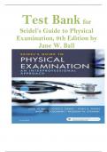 Test Bank for Seidel’s Guide to Physical Examination, 9th Edition by Jane W. Ball |Chapter 1-26|Complete Guide A+