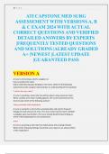 ATI CAPSTONE MED SURG  ASSESSEMENT WITH VERSIONS A, B  & C EXAM 2024 WITH ACTUAL  CORRECT QUESTIONS AND VERIFIED  DETAILED ANSWERS BY EXPERTS  |FREQUENTLY TESTED QUESTIONS  AND SOLUTIONS |ALREADY GRADED  A+ |NEWEST |LATEST UPDATE  |GUARANTEED PASS