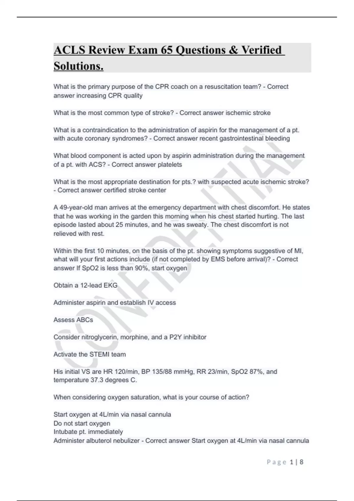 ACLS Review Exam 65 Questions & Verified Solutions Advanced rigging