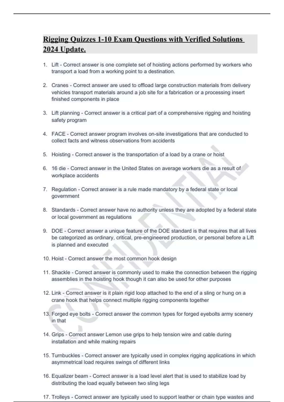 Rigging Quizzes 110 Exam Questions with Verified Solutions 2024 Update