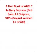 Test Bank for A First Book of ANSI C 4th Edition By Gary Bronson (All Chapters, 100% Original Verified, A+ Grade)