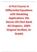 Test Bank for A First Course in Differential Equations with Modeling Applications 10th Edition By Dennis Zill (All Chapters, 100% Original Verified, A+ Grade)